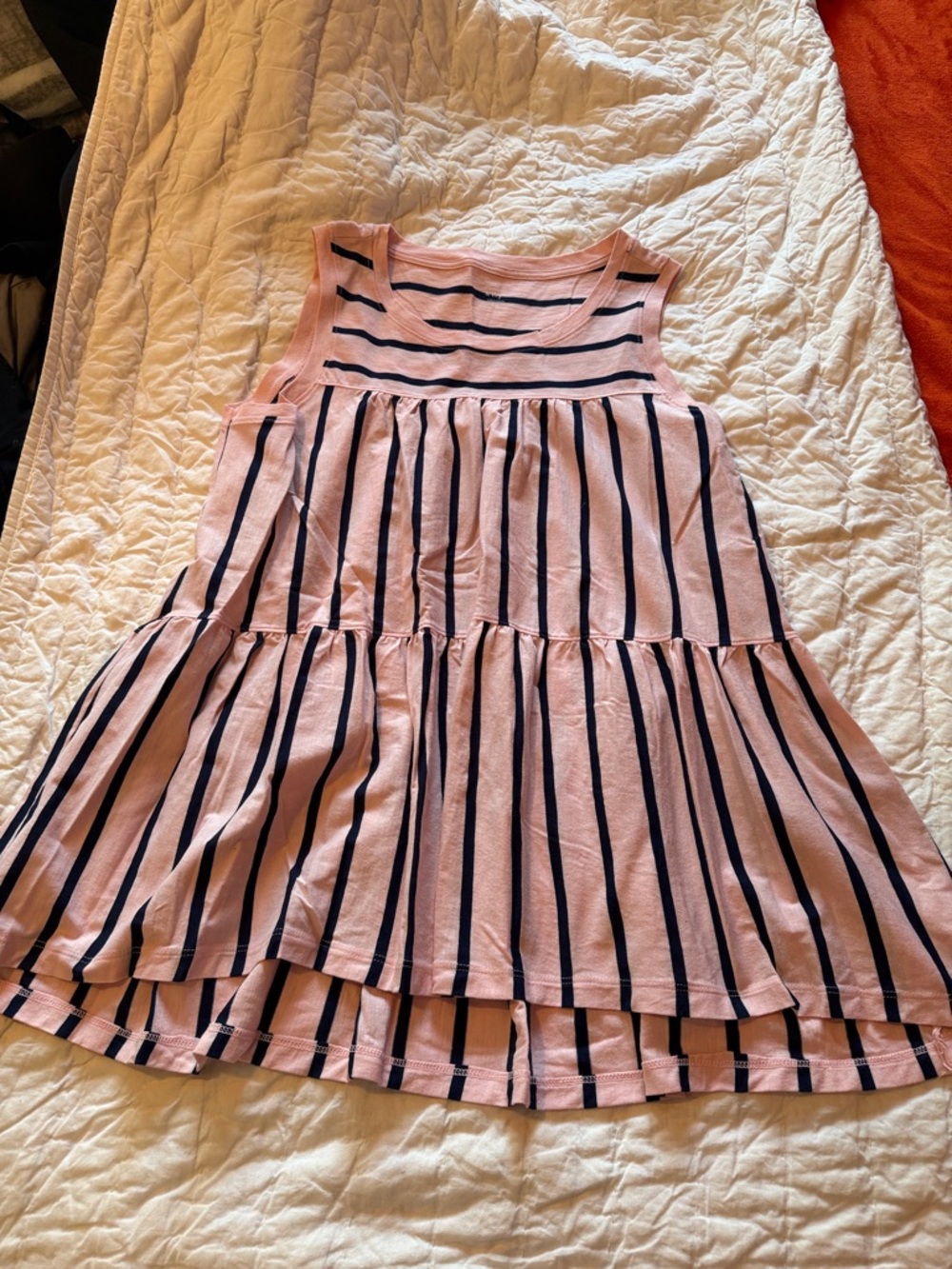crown & ivy Pink Top with Navy Trim